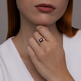 Кольцо SOKOLOV - Золото 585, Агат, Фианит (арт. 716427)