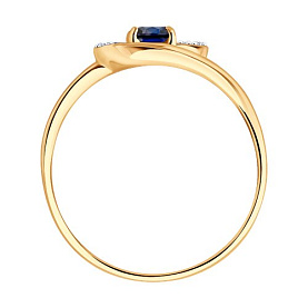 Кольцо SOKOLOV - Золото 585, Синтетический сапфир , Фианит (арт. 717346)