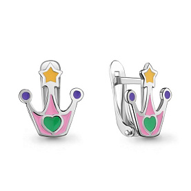 Серьги Аквамарин - Серебро 925, Эмаль (арт. 33139.5)