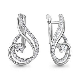 Серьги Аквамарин - Серебро 925, Фианит (арт. 400148А.5)