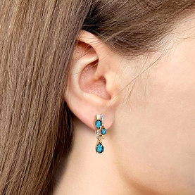 Серьги Аквамарин - Серебро 925, Топаз лондон, Фианит (арт. 45004808А.6)