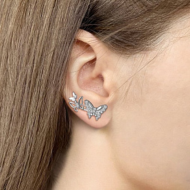 Серьги Аквамарин - Серебро 925, Фианит (арт. 49378А.5)