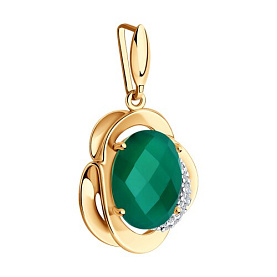 Подвеска SOKOLOV - Серебро 925, Агат, Фианит (арт. 92030801)