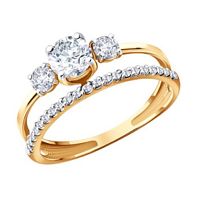 Кольцо SOKOLOV - Золото 585, Фианит (арт. 019886)