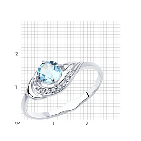 Кольцо Diamant - Серебро 925, Топаз, Фианит (арт. 94-310-00555-1)