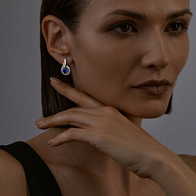 Серьги SOKOLOV - Серебро 925, Синтетический сапфир , Фианит (арт. 88020065)