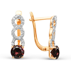 Серьги ЮФ Династия - Золото 375, Гранат, Фианит (арт. 000132-5352)