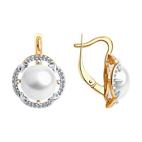 Серьги Diamant - Серебро 925, Жемчуг культивированный, Фианит (арт. 93-320-01926-1)