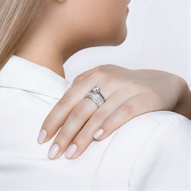 Кольцо SOKOLOV - Серебро 925, Фианит, Эмаль (арт. 94011132)