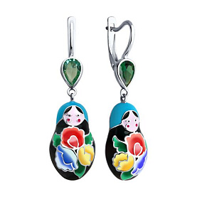 Серьги SOKOLOV - Серебро 925, Фианит, Эмаль (арт. 94021353)