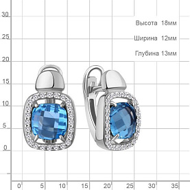Серьги Аквамарин - Серебро 925, Синтетический топаз, Фианит (арт. 45009992А.5)