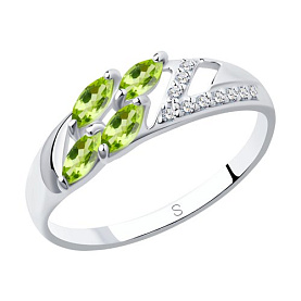 Кольцо SOKOLOV - Серебро 925, Фианит, Хризолит (арт. 92011644)