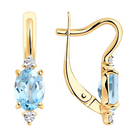 Серьги SOKOLOV - Золото 375, Топаз, Фианит (арт. 37727388)