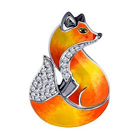 Брошь SOKOLOV - Серебро 925, Фианит, Эмаль (арт. 94040213)