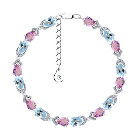 Браслет SOKOLOV - Серебро 925, Аметист, Топаз, Фианит (арт. 92050107)