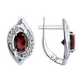 Серьги Diamant - Серебро 925, Гранат, Фианит (арт. 94-320-02685-3)