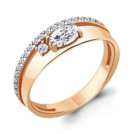 Кольцо Аквамарин - Серебро 925, Фианит (арт. 68924А.6)