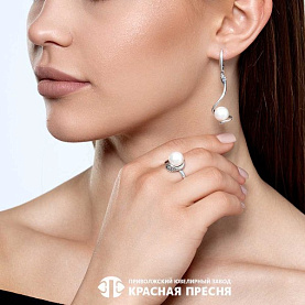 Кольцо Красная пресня - Серебро 925, Жемчуг имитация (арт. 23615788)