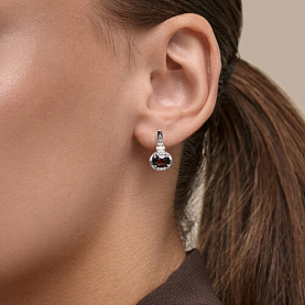 Серьги SOKOLOV - Серебро 925, Гранат, Фианит (арт. 92025366)