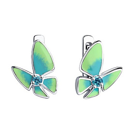 Серьги SOKOLOV - Серебро 925, Фианит, Эмаль (арт. 94023534)