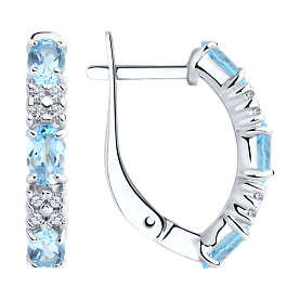 Серьги SOKOLOV - Серебро 925, Топаз, Фианит (арт. 92021430)