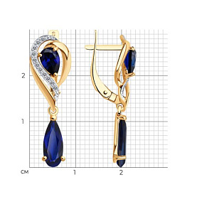 Серьги SOKOLOV - Золото 375, Синтетический сапфир , Фианит (арт. 37724817)