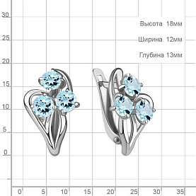 Серьги Аквамарин - Серебро 925, Топаз (арт. 4411302.5)