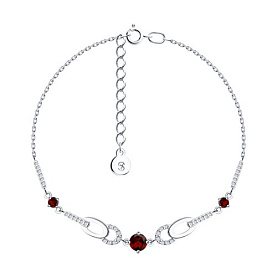Браслет SOKOLOV - Серебро 925, Гранат, Фианит (арт. 92050105)