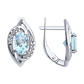 Серьги Diamant - Серебро 925, Топаз, Фианит (арт. 94-320-02685-2)