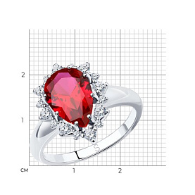 Кольцо SOKOLOV - Серебро 925, Синтетический рубин, Фианит (арт. 84010014)