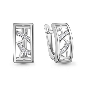 Серьги Аквамарин - Серебро 925, Фианит (арт. 400590А.5)