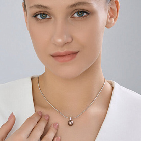 Подвеска Diamant - Серебро 925, Жемчуг синтетический, Фианит (арт. 94-130-00090-1)