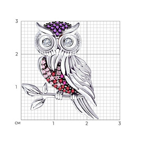 Брошь SOKOLOV - Серебро 925, Синтетический рубин, Фианит (арт. 94040177)