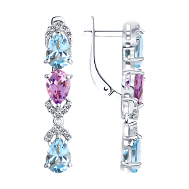 Серьги SOKOLOV - Серебро 925, Аметист, Топаз, Фианит (арт. 92021411)
