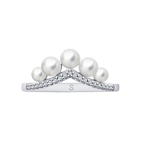 Кольцо SOKOLOV - Серебро 925, Жемчуг синтетический, Фианит (арт. 94013114)