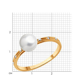 Кольцо Diamant - Серебро 925, Жемчуг культивированный, Бриллиант (арт. 93-210-01913-1)
