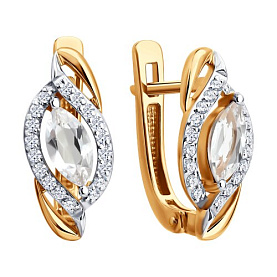Серьги SOKOLOV - Золото 585, Горный хрусталь, Фианит (арт. 729317)