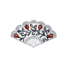 Брошь SOKOLOV - Серебро 925, Гранат, Фианит (арт. 92040048)