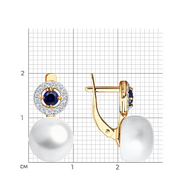 Серьги SOKOLOV - Золото 585, Жемчуг культивированный, Синтетический сапфир , Фианит (арт. 792008)