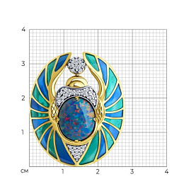 Брошь Diamant - Серебро 925, Синтетический опал , Фианит, Эмаль (арт. 93-340-01804-1)