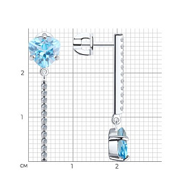 Серьги SOKOLOV - Серебро 925, Топаз, Фианит (арт. 92022172)