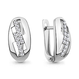 Серьги Аквамарин - Серебро 925, Фианит (арт. 400924А.5)