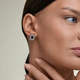 Серьги SOKOLOV - Золото 585, Гранат, Фианит (арт. 729413)