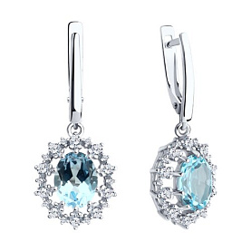 Серьги Diamant - Серебро 925, Топаз, Фианит (арт. 94-321-02042-1)