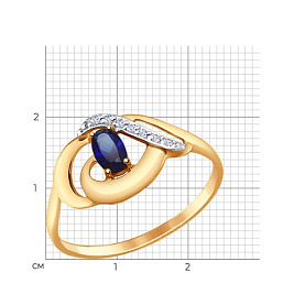 Кольцо SOKOLOV - Золото 375, Синтетический сапфир , Фианит (арт. 37714652)