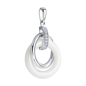 Подвеска SOKOLOV - Серебро 925, Керамика, Фианит (арт. 94032907)