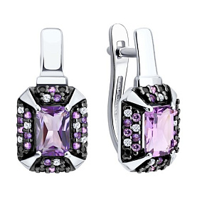 Серьги SOKOLOV - Серебро 925, Аметист, Фианит (арт. 92023281)