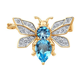 Брошь Diamant - Золото 585, Топаз, Фианит (арт. 51-340-00466-2)