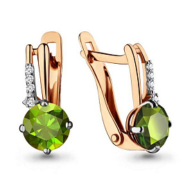 Серьги Аквамарин - Золото 375, Фианит, Хризолит (арт. 4497007А.8)