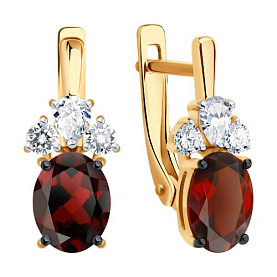 Серьги SOKOLOV - Серебро 925, Гранат, Фианит (арт. 92023186)